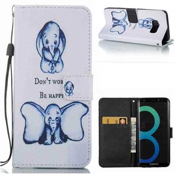 Be Happy Elephant Leather Wallet Case for Samsung Galaxy S8