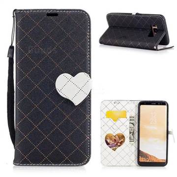 Symphony Checkered Dual Color PU Heart Leather Wallet Case for Samsung Galaxy S8 - Black