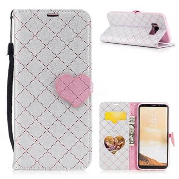 Symphony Checkered Dual Color PU Heart Leather Wallet Case for Samsung Galaxy S8 - Gray