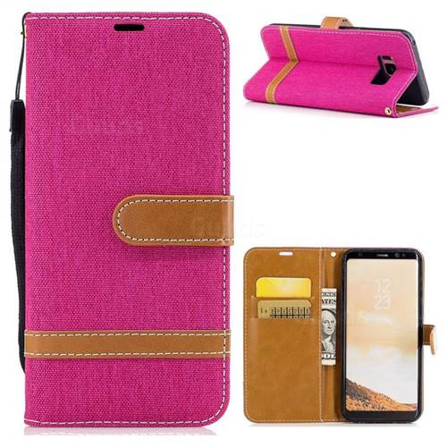 Jeans Cowboy Denim Leather Wallet Case for Samsung Galaxy S8 - Rose