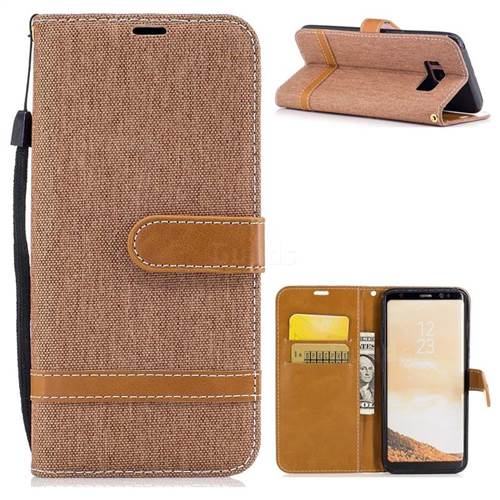 Jeans Cowboy Denim Leather Wallet Case for Samsung Galaxy S8 - Brown