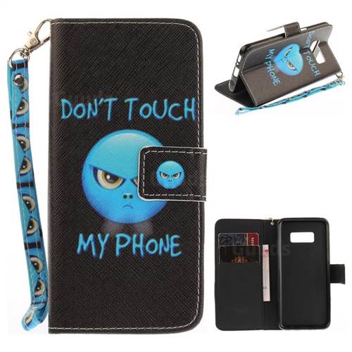Not Touch My Phone Hand Strap Leather Wallet Case for Samsung Galaxy S8
