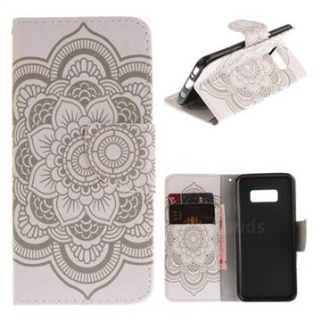 White Flowers PU Leather Wallet Case for Samsung Galaxy S8
