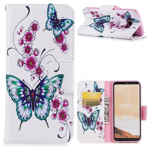 Peach Butterfly Leather Wallet Case for Samsung Galaxy S8