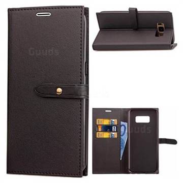 Luxury Fashion Korean PU Leather Wallet Case for Samsung Galaxy S8 - Black