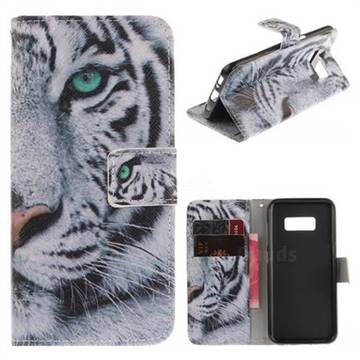 White Tiger PU Leather Wallet Case for Samsung Galaxy S8