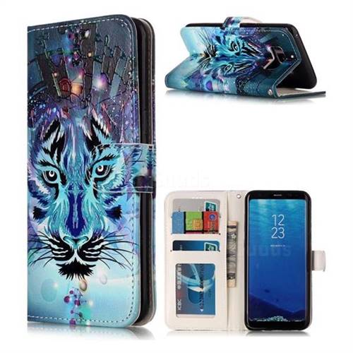 Ice Wolf 3D Relief Oil PU Leather Wallet Case for Samsung Galaxy S8