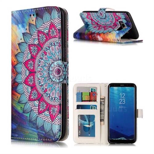 Mandala Flower 3D Relief Oil PU Leather Wallet Case for Samsung Galaxy S8
