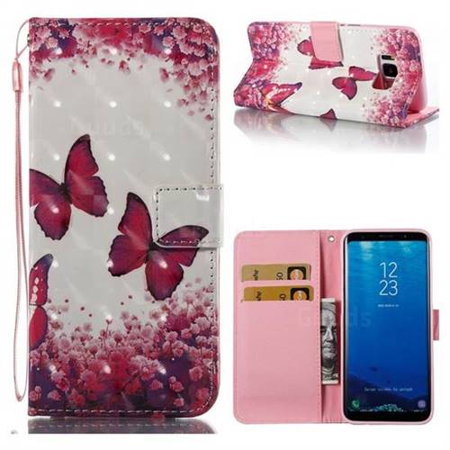 Rose Butterfly 3D Painted Leather Wallet Case for Samsung Galaxy S8