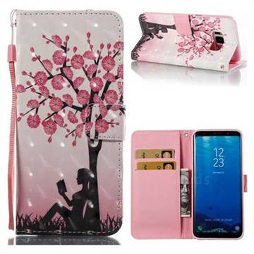 Plum Girl 3D Painted Leather Wallet Case for Samsung Galaxy S8