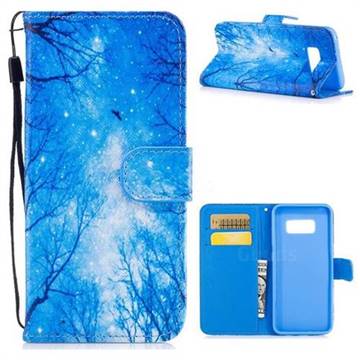 Blue Woods PU Leather Wallet Case for Samsung Galaxy S8