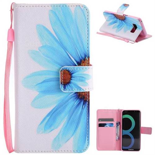 Blue Sunflower PU Leather Wallet Case for Samsung Galaxy S8