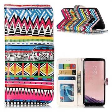 Tribal Pattern 3D Relief Oil PU Leather Wallet Case for Samsung Galaxy S8