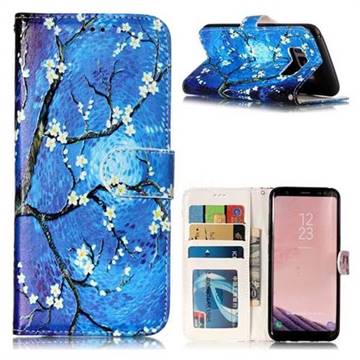 Plum Blossom 3D Relief Oil PU Leather Wallet Case for Samsung Galaxy S8