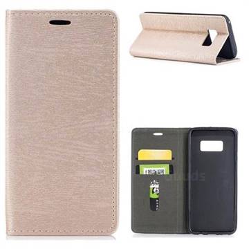 Tree Bark Pattern Automatic suction Leather Wallet Case for Samsung Galaxy S8 - Champagne Gold