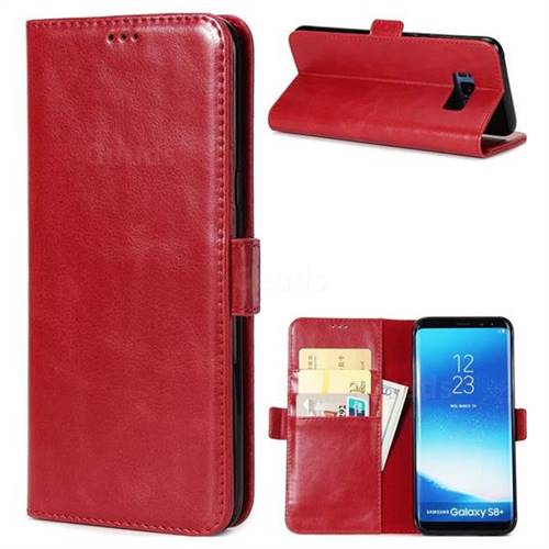 Luxury Crazy Horse PU Leather Wallet Case for Samsung Galaxy S8 - Red