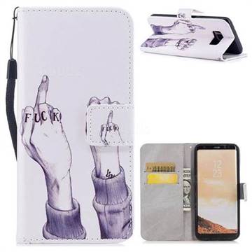 Middle Finger PU Leather Wallet Case for Samsung Galaxy S8