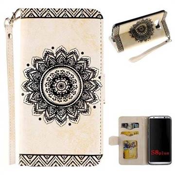 Embossed Datura Flower PU Leather Wallet Case for Samsung Galaxy S8 - White