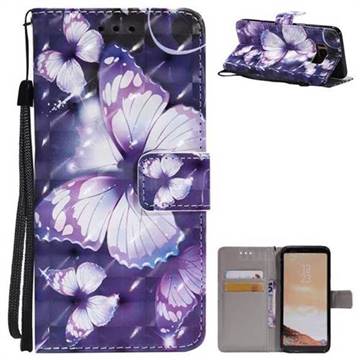 Violet butterfly 3D Painted Leather Wallet Case for Samsung Galaxy S8