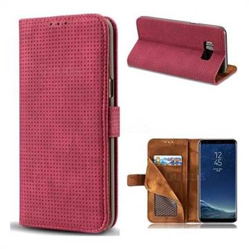 Luxury Vintage Mesh Monternet Leather Wallet Case for Samsung Galaxy S8 - Rose