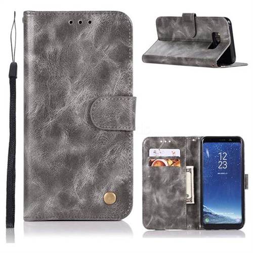 Luxury Retro Leather Wallet Case for Samsung Galaxy S8 - Gray