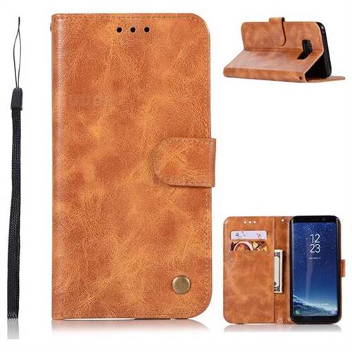 Luxury Retro Leather Wallet Case for Samsung Galaxy S8 - Golden