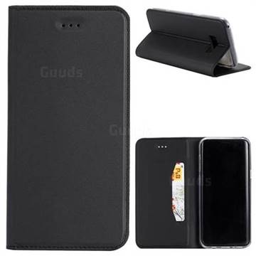 Ultra Slim Automatic Suction Leather Wallet Case for Samsung Galaxy S8 - Black