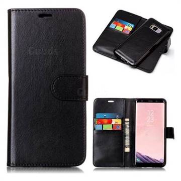 Black Detachable Smooth PU Leather Wallet Case for Samsung Galaxy S8