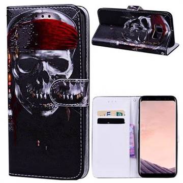 Skull Head 3D Relief Oil PU Leather Wallet Case for Samsung Galaxy S8
