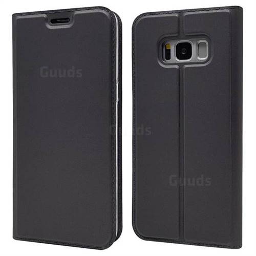 Ultra Slim Card Magnetic Automatic Suction Leather Wallet Case for Samsung Galaxy S8 - Star Grey