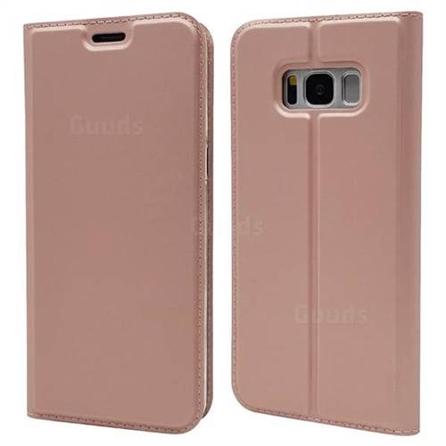 Ultra Slim Card Magnetic Automatic Suction Leather Wallet Case for Samsung Galaxy S8 - Rose Gold