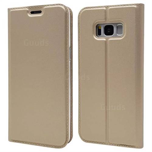 Ultra Slim Card Magnetic Automatic Suction Leather Wallet Case for Samsung Galaxy S8 - Champagne