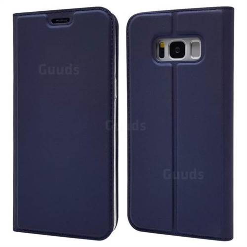 Ultra Slim Card Magnetic Automatic Suction Leather Wallet Case for Samsung Galaxy S8 - Royal Blue