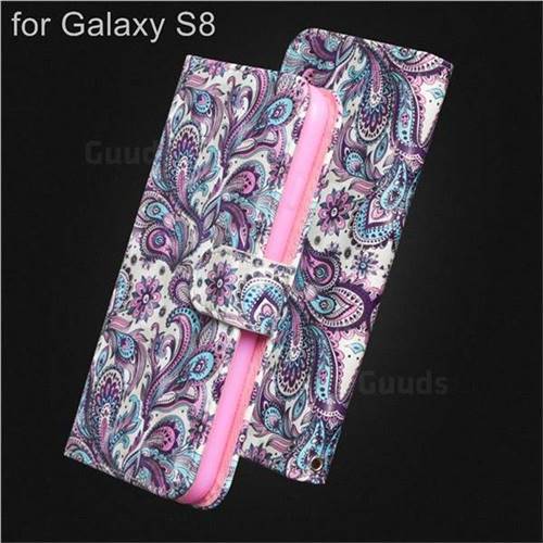 Swirl Flower 3D Painted Leather Wallet Case for Samsung Galaxy S8