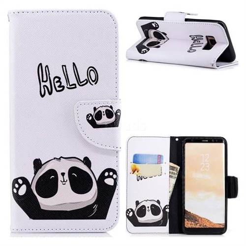 Hello Panda Leather Wallet Case for Samsung Galaxy S8
