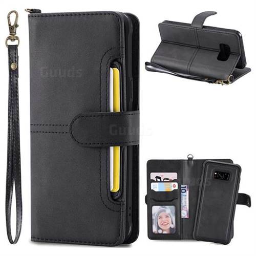 Retro Multi-functional Aristocratic Demeanor Detachable Leather Wallet Phone Case for Samsung Galaxy S8 - Black