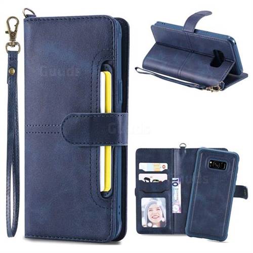 Retro Multi-functional Aristocratic Demeanor Detachable Leather Wallet Phone Case for Samsung Galaxy S8 - Blue