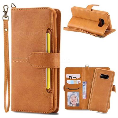 Retro Multi-functional Aristocratic Demeanor Detachable Leather Wallet Phone Case for Samsung Galaxy S8 - Brown