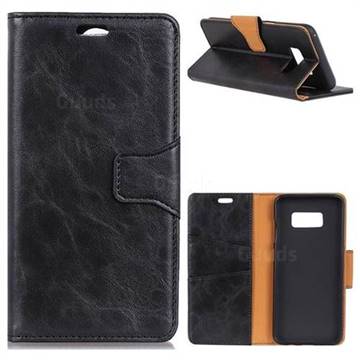 MURREN Luxury Crazy Horse PU Leather Wallet Phone Case for Samsung Galaxy S8 - Black