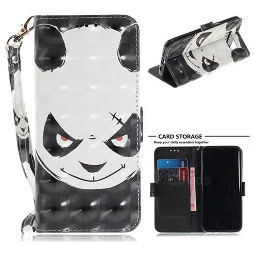 Angry Bear 3D Painted Leather Wallet Phone Case for Samsung Galaxy S8