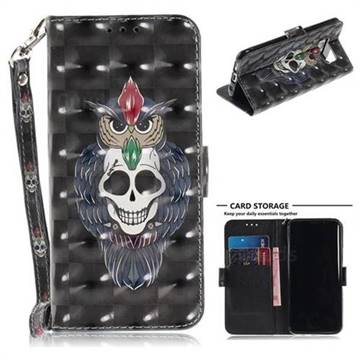 Skull Cat 3D Painted Leather Wallet Phone Case for Samsung Galaxy S8