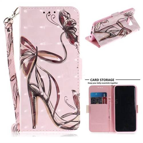 Butterfly High Heels 3D Painted Leather Wallet Phone Case for Samsung Galaxy S8