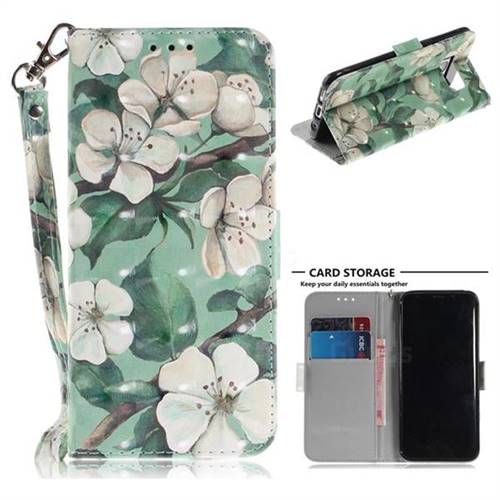 Watercolor Flower 3D Painted Leather Wallet Phone Case for Samsung Galaxy S8