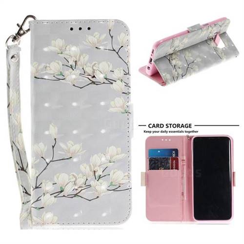 Magnolia Flower 3D Painted Leather Wallet Phone Case for Samsung Galaxy S8