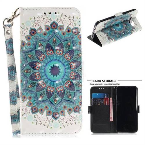 Peacock Mandala 3D Painted Leather Wallet Phone Case for Samsung Galaxy S8