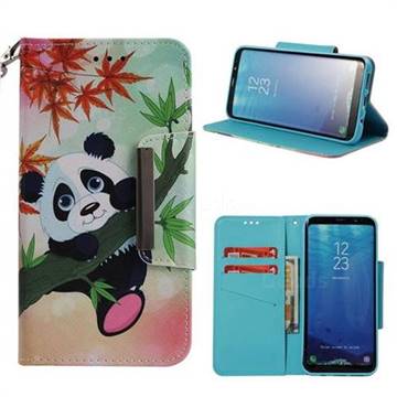 Bamboo Panda Big Metal Buckle PU Leather Wallet Phone Case for Samsung Galaxy S8