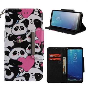 Heart Panda Big Metal Buckle PU Leather Wallet Phone Case for Samsung Galaxy S8