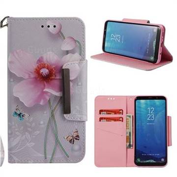 Pearl Flower Big Metal Buckle PU Leather Wallet Phone Case for Samsung Galaxy S8