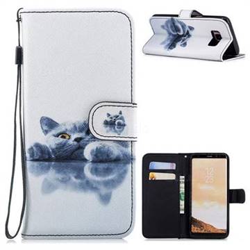 British Short Cat Painting Leather Wallet Phone Case for Samsung Galaxy S8