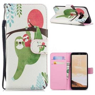 Twig Monkey Painting Leather Wallet Phone Case for Samsung Galaxy S8